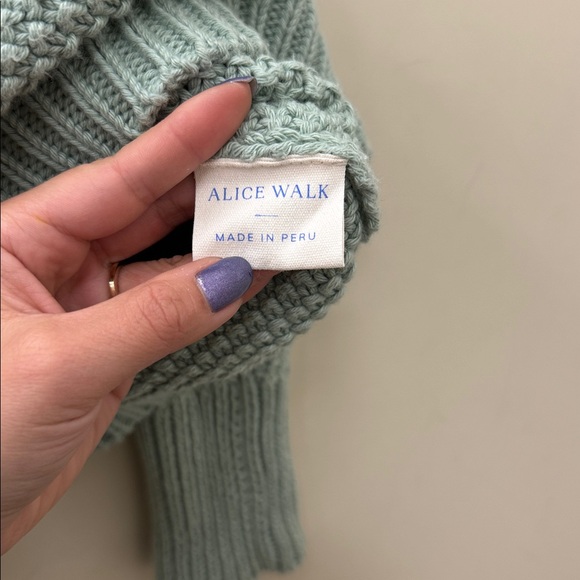 Alice Walk The Fisherman Crewneck 100% Cotton sweater size Small - sage green - Picture 8 of 11